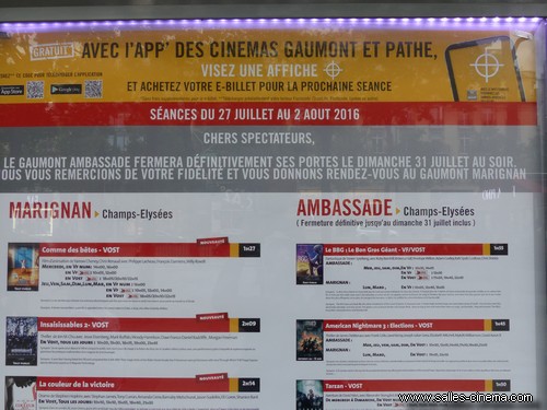Fermeture du cinéma Gaumont Ambassade sur les Champs-Elysées.